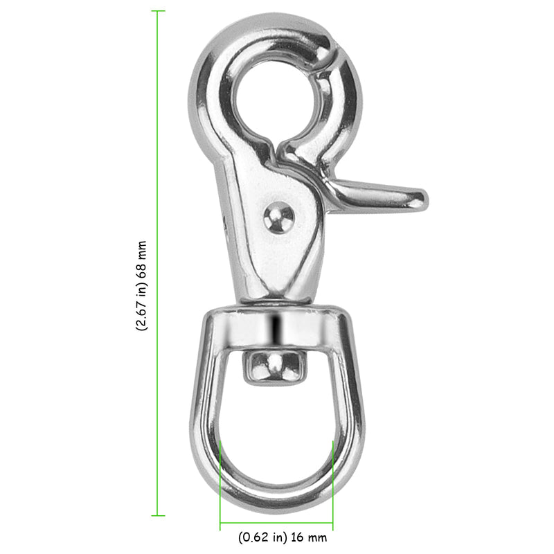 [Australia - AusPower] - 4 Pack 2.8 Inch Trigger Snap Hooks, 360 Degree Swivel Lobster Clasps, Stainless Steel 316 Scissor Snap Lobster Claw Clips for Flag Pole, Pet Leash, Camera Straps, Cages 