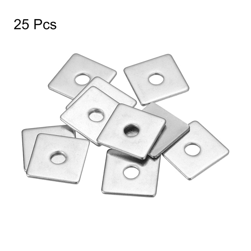 [Australia - AusPower] - uxcell Square Washer, 25Pcs M6x20x20x1.5mm 304 Stainless Steel Square Plate Washers Flat Pad Spacer Gasket for Hardware Fastener 25 