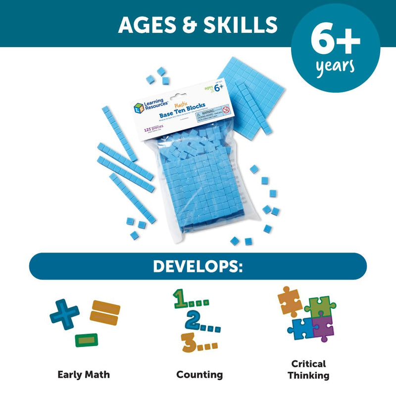 [Australia - AusPower] - Learning Resources Base Ten Blocks Smart Pack, Early Childhood Math Skills, Ages 5+ Set Base Ten Smart Pack 