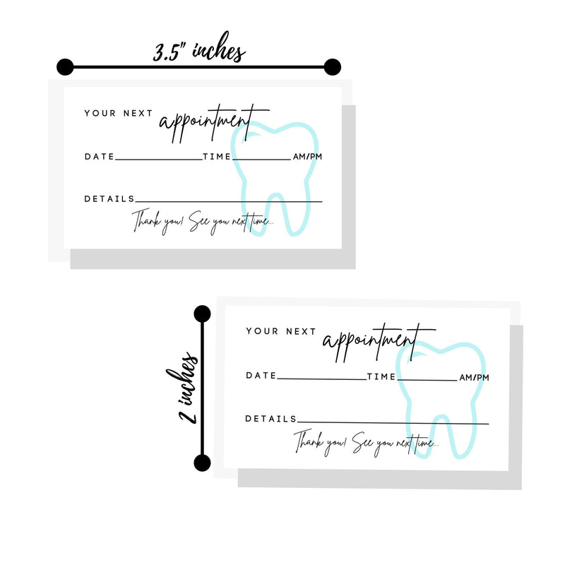 [Australia - AusPower] - Dental Appointment Reminder Cards | 50 pack | Teeth Whitening, Dental Office, Client Reminder, Patients, Pediatric Dentist, Orthodontics, Bulk 2x3.5” Minimalist Teal Tooth 