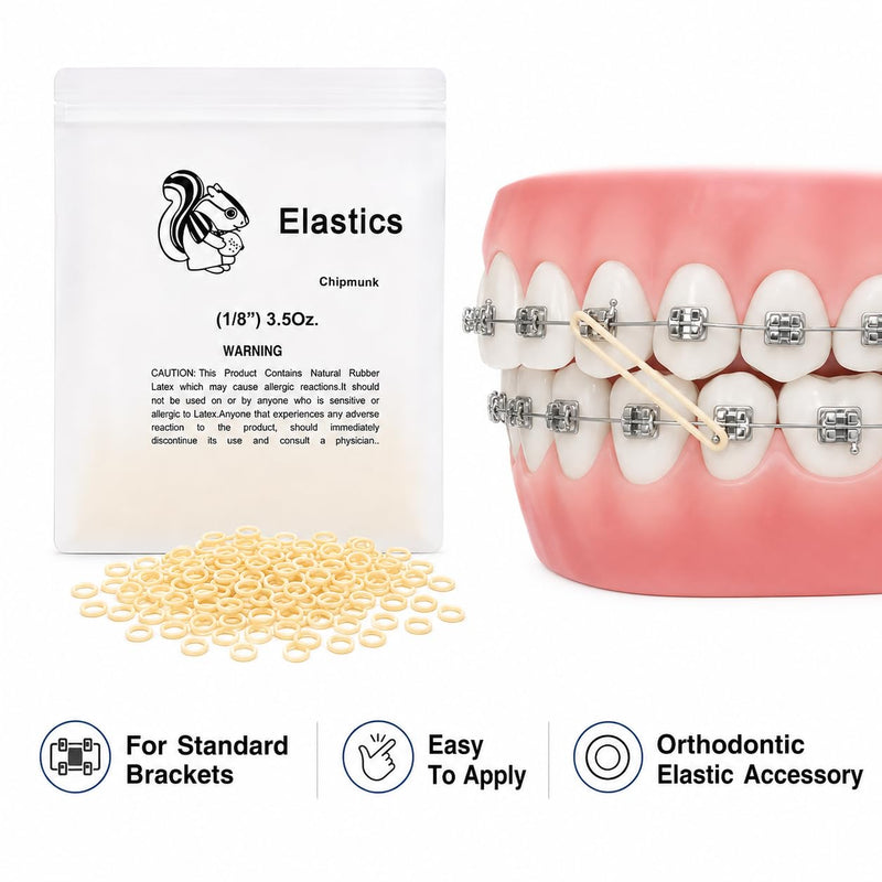 1500 Pieces Teeth Rubber Band, Orthodontic Rubber Bands, Squirrel 1/8 Inch, 15 Bags Elastic Rings for Brackets, Flexible Accessories for Daily Use, Tear-Resistant and Easy to Store