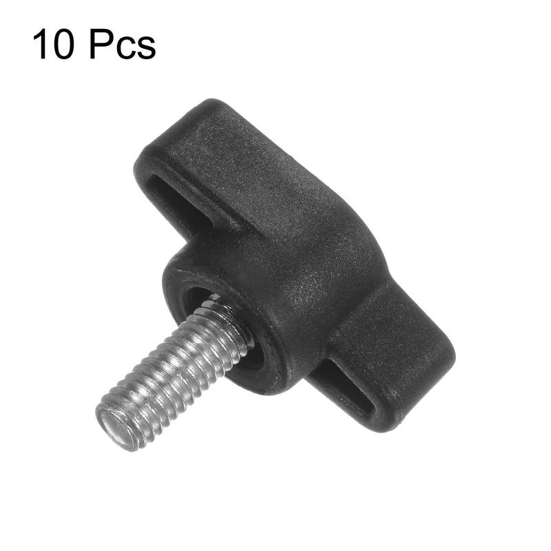 [Australia - AusPower] - HARFINGTON 10pcs Tee Wing Knobs M5 x 10mm Black Carbon Steel Zinc Plated Plastic T/Z Knobs Thumb Screws 