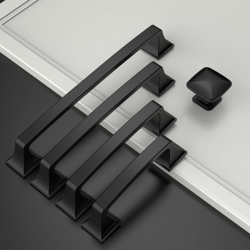 Amerdeco 10 Pack Matte Black 3 Inch(76mm) Hole Centers Kitchen Cabinet Pulls Cabinet Hardware Kitchen Handles for Cabinets Cupboard Handles Drawer Pulls AM0002 3"/76mm Hole Center