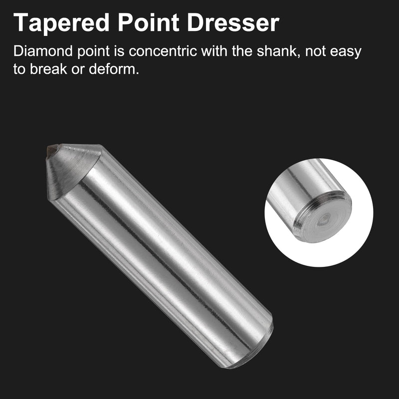[Australia - AusPower] - uxcell 2pcs Diamond Dressers, 12mm x 47mm (15/32" x 1-7/8") Single Tapered Point Grinding Wheel Round Pen Welded Diamond Dressing Tools, Silver Tone 15/32" x 1-7/8" 2 