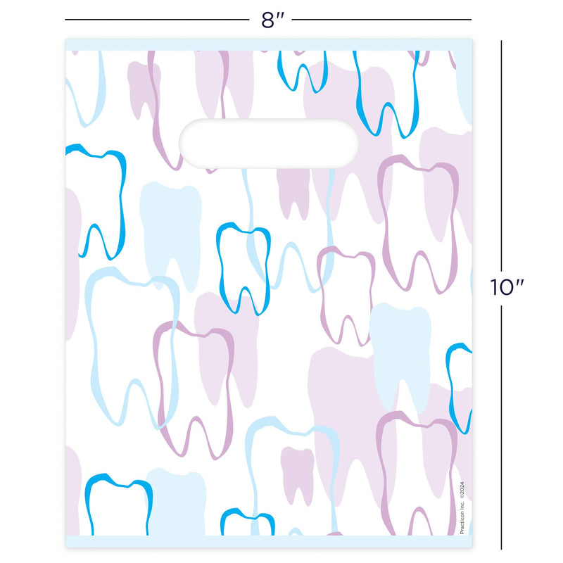 [Australia - AusPower] - Tooth Outline Dental Giveaway Bags, 8" x 10", 100 Pack 8" x 10" 