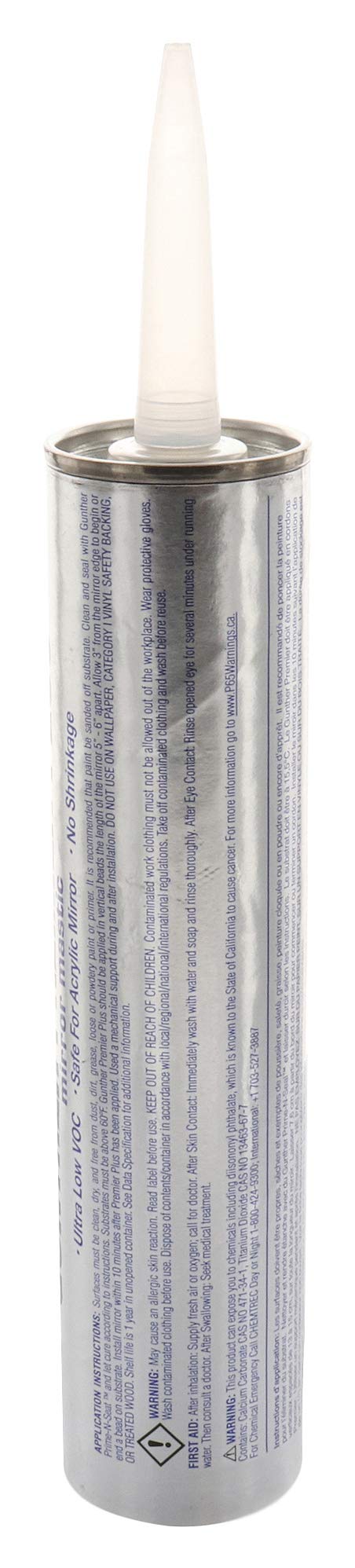 [Australia - AusPower] - CRL GN105P Gunther Premier Plus Ultra Low VOC Mirror Mastic, 10.1 oz Cartridge 