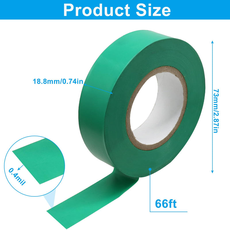 Green Electrical Tape Vinyl, 3/4 Inch 65 Feet Insulating Tape for Electrical, Repairs, Automotive and Equipment, Under 600V (2 Rolls) Green