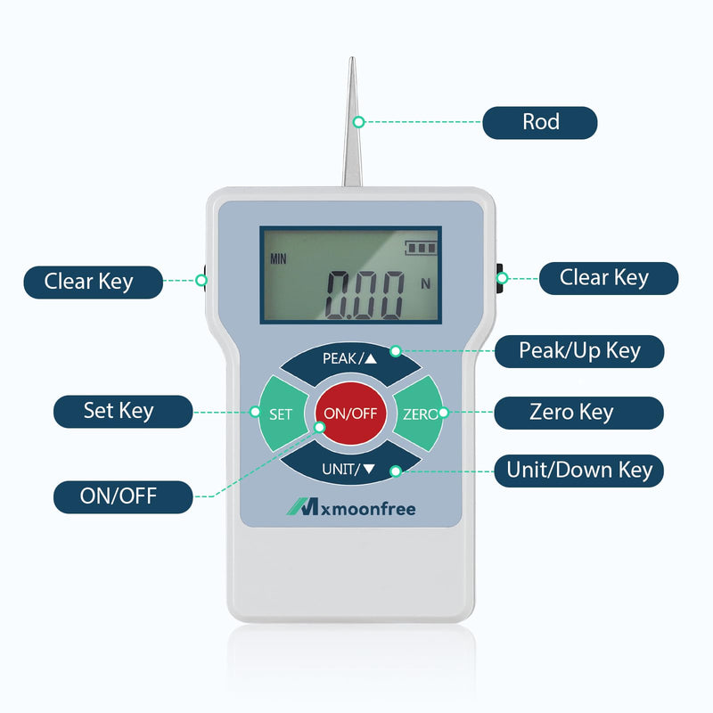 [Australia - AusPower] - Mxmoonfre 20N Digital Tension Gauge with LCD Display, High-Precision 0.01N Force Meter, 5-Unit Conversion (N/kg/lb/oz/g), Ergonomic Lightweight Design for Industrial & Home Use, ETL-20N 