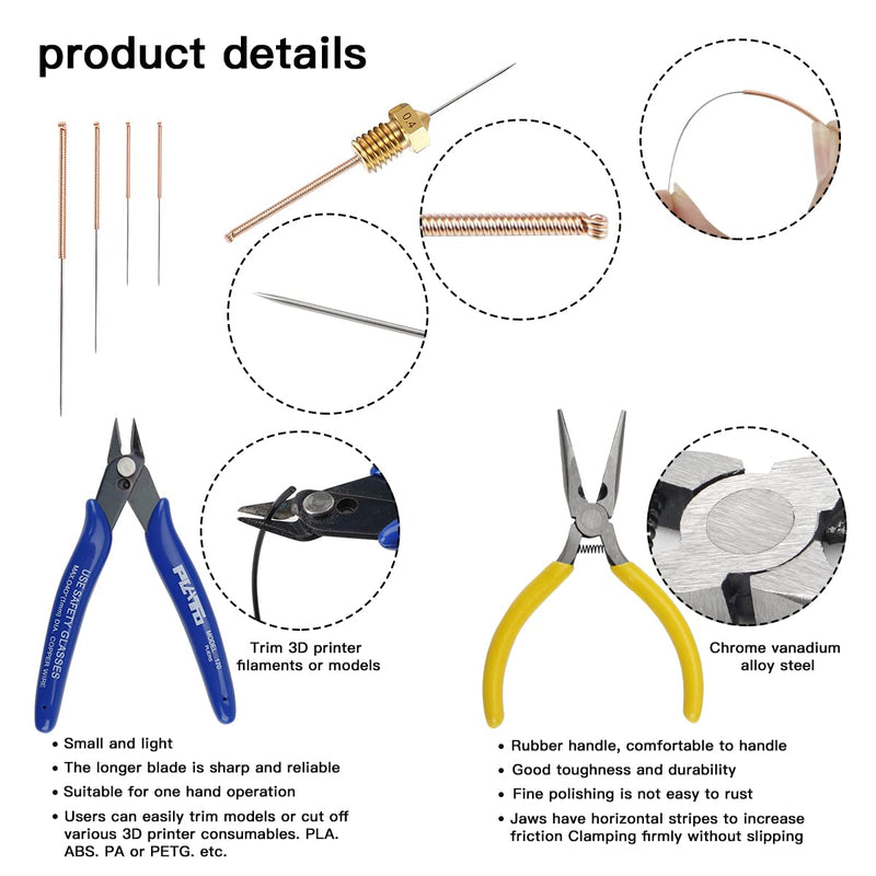 BCZAMD 39Pcs 3D Printer Tools Kit includes Resin Removal Cleaning Deburring Tool Sanding and Hotend Disassembly Multi-Purpose Tool, 3D Printer Accessories Kit for Trimming and Finishing