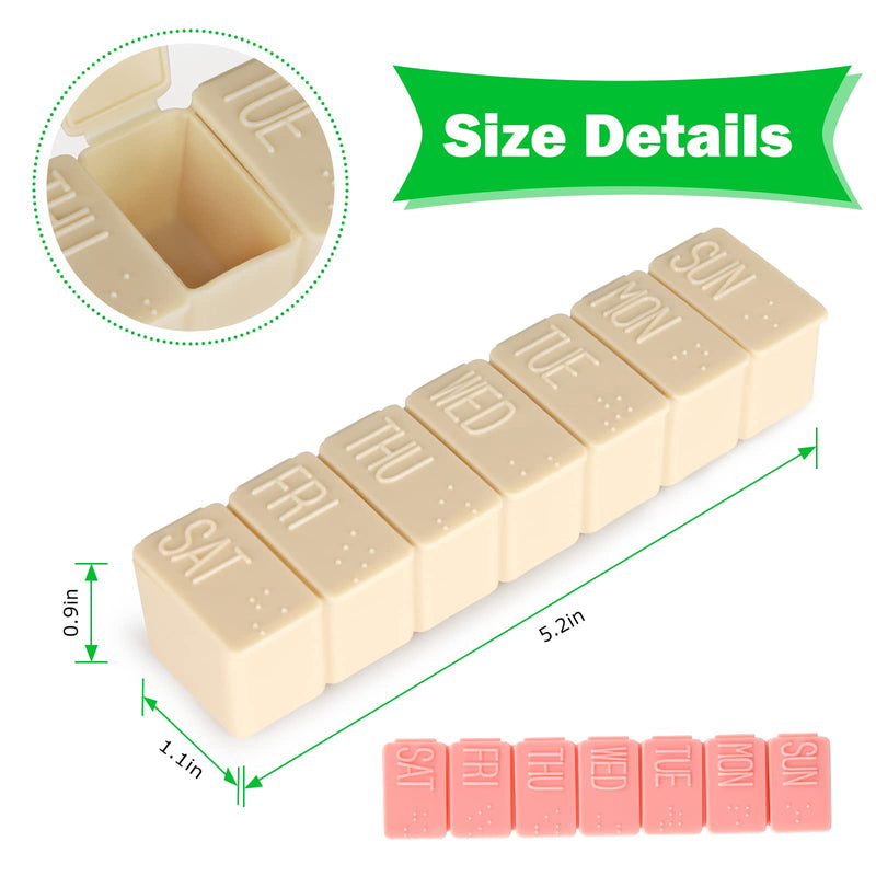 [Australia - AusPower] - 2Pack Weekly Pill Organizer,7 Days Pill Cases Travel Daily Pill Box Medicine Organizer Pill Box 7 Day Pill Organizer Weekly for Fish Oil, Calcium Tablets Supplements (Pink+Beige) Pink+beige 