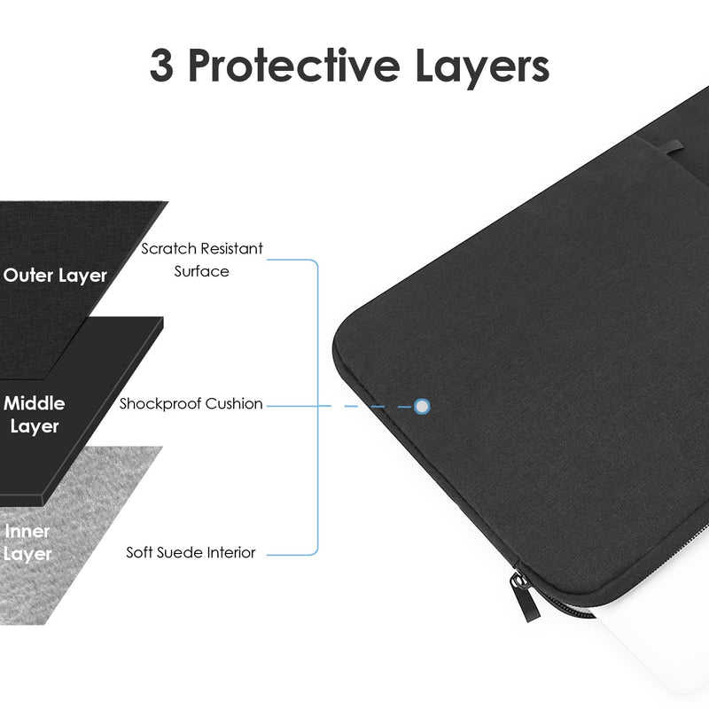 [Australia - AusPower] - ProElife 13-Inch Laptop Sleeve Case for 2024-2022 MacBook Air 13.6 inch with Apple M3 M2 Chip & 2022 MacBook Pro 13.3 inch M2 Chip Accessory Traveling Carrying Canvas Bag Cover Simple Case (Black) Black 