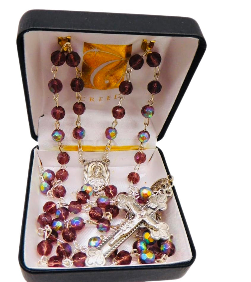 Westmon Works Deluxe Rosary Gift Set with Glass Beads and Metal Crucifix, Boxed with Hail Mary Prayer Card Made in Italy
