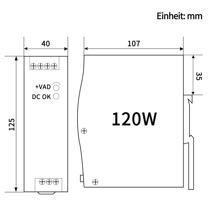 [Australia - AusPower] - ReleyWell, NDR-120-12 DIN Rail Power Supply 12 V, 120 W, 10 A; Transformer 230 V to 12 V LED, DIN Rail, 12 Volt Power Supply, Bell Transformer 120Watt 