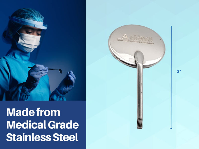 [Australia - AusPower] - DENTAL MIRRORS TOPS FRONT SURFACE REFLECTION ANTI FOG TO ORAL BREATH EUROPEAN STYLE THREADING RHODIUM SET OF 12 ARTMAN BRAND 