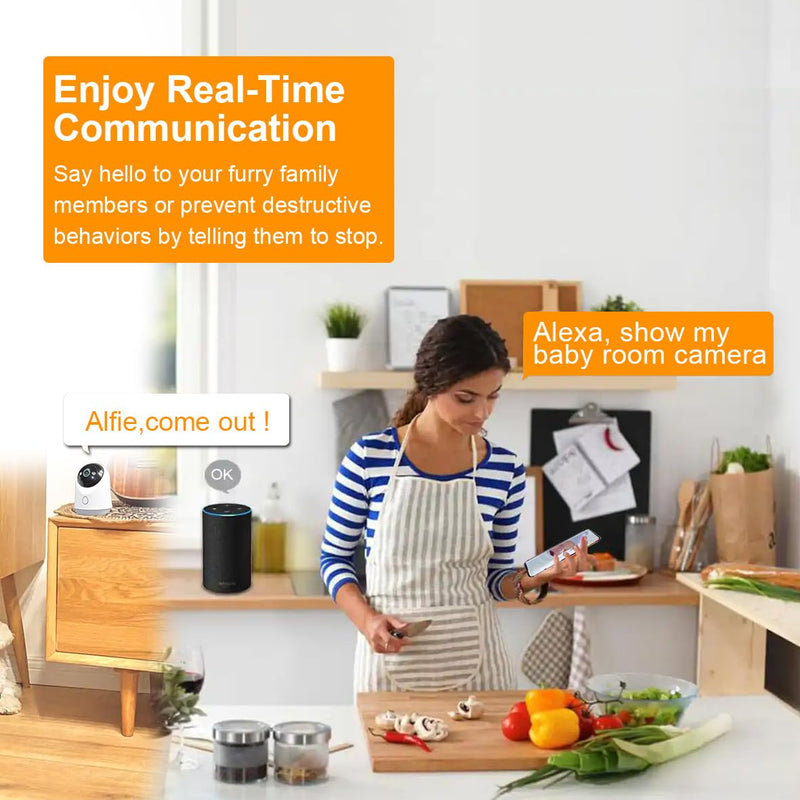 [Australia - AusPower] - Sinis Smart Indoor Pan-Tilt Home Security Camera, 6mp Plug in WiFi Camera w/Night Vision, Motion Detection for Baby & Pet Monitor, Cloud & SD Card Storage, Works w/Alexa & Google Home, 2.4/5G WiFi 