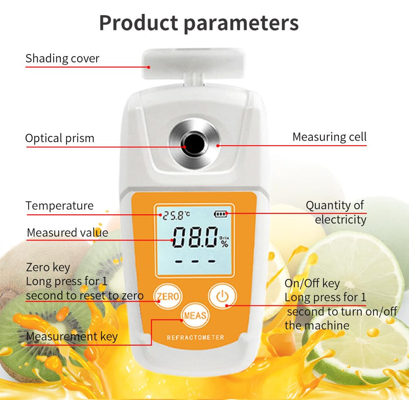 [Australia - AusPower] - 0-55% Brix Meter,High Precision Digital Brix Refractometer with ATC for Fruit,Juice,Beverages,Suger Content Measurement in Wine Making,Beer Brewing,Homebrew Kit 0-55%Brix 