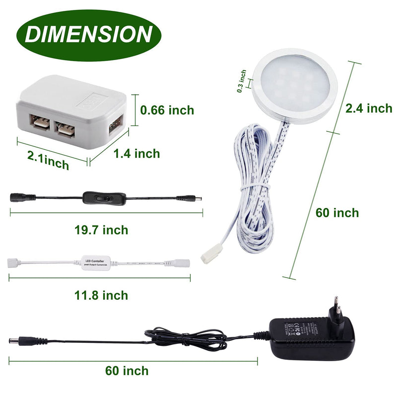 AIBOO RGB LED Cabinet Lighting Set of 4, 12 V LED Under-Unit Light, Colour Changing with Remote Control, Dimmable RGB Display Cabinet Lighting LED for Lighting Kitchen Cabinets 4 Stück (1er Pack)
