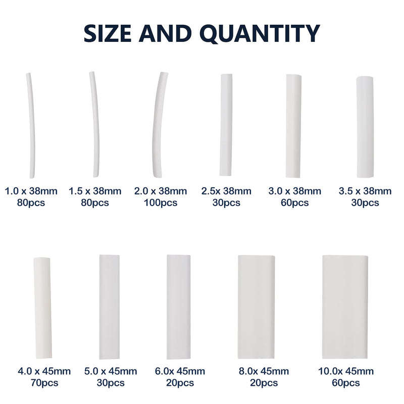 [Australia - AusPower] - ASHINER 580PCS Durable Heat Shrink Tubing Kit - Ideal for Electric Insulation and Repairs with Convenient Storage Case, White 