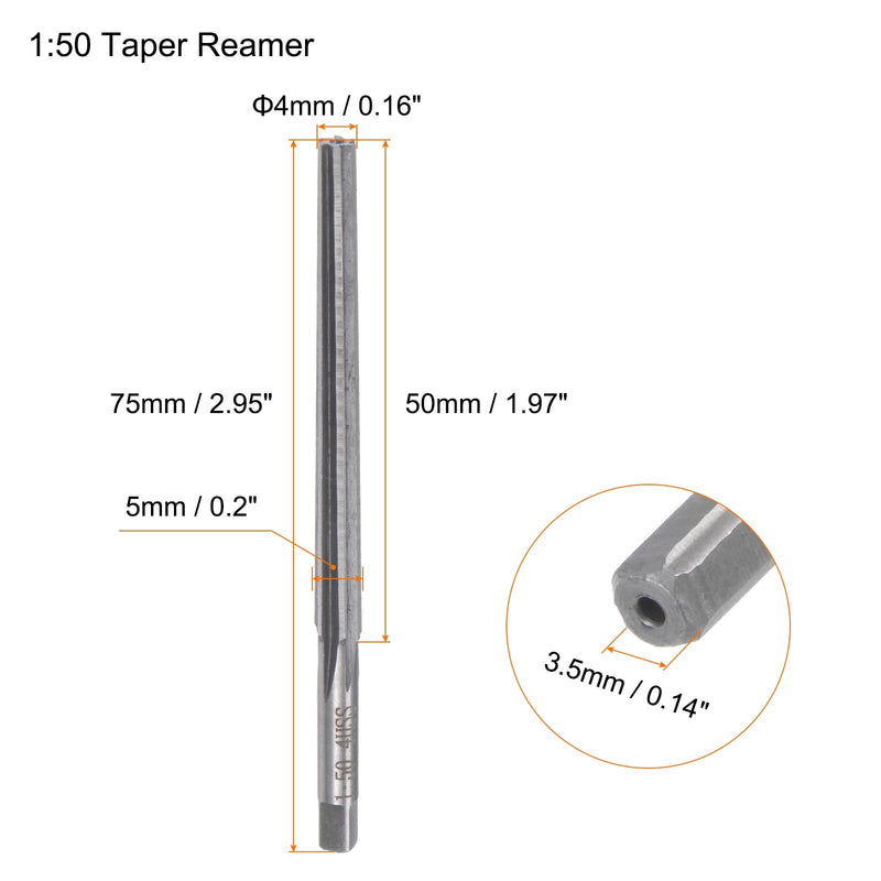 [Australia - AusPower] - QUARKZMAN Conical Hand Reamers 1:50 4 mm Small Diameter 5 mm Large Diameter Straight Groove High Speed Steel (HSS) Cone Reamer for CNC Metal Tools 4mm - 5mm 