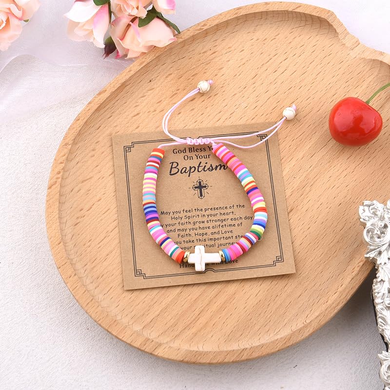 Sisadodo Baptism Gifts for Girls Boys First Holy Communion Gifts for Godson Goddaughter Confirmation Bracelet with Blessing Card Baptism Bracelet