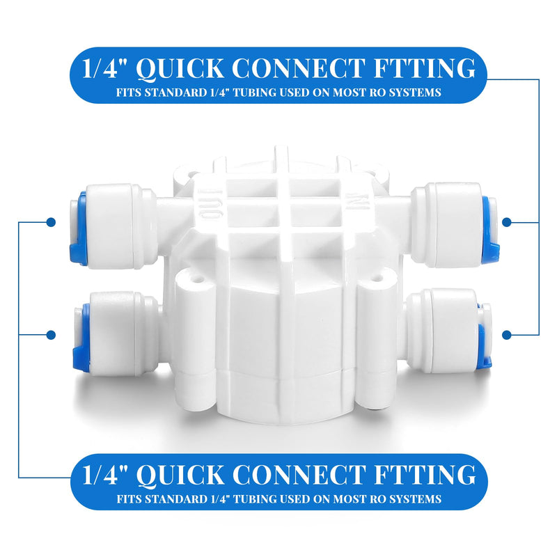 [Australia - AusPower] - 4 Packs 1/4 Inch Tube Automatic Shut off Valve, with Quick Connect Fittings, for Ro Reverse Osmosis Water Filter System, White 4 