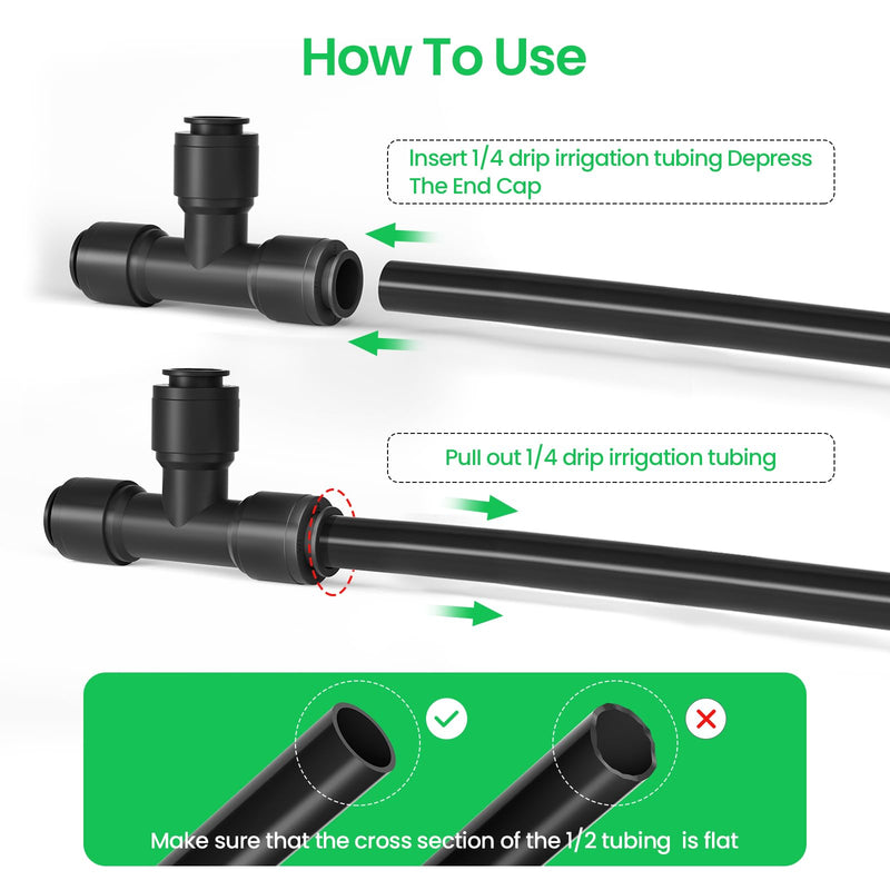 [Australia - AusPower] - Universal drip Irrigation Fitting for 1/4 Inch Irrigation Tubing (1/4'' Brbed Tee Connectors-15P) 1/4'' Brbed Tee Connectors-15P 