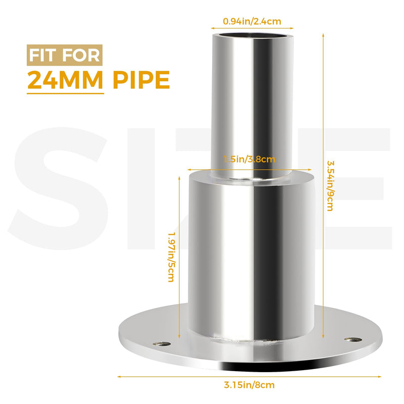 WAYSKA Stainless Steel 316 Thru Hull Exhaust Skin, Fitting 24mm Tube Exhaust Pipe Socket Hardware for Diesel heaters Exhaust Pipe 24mm vertical pipe