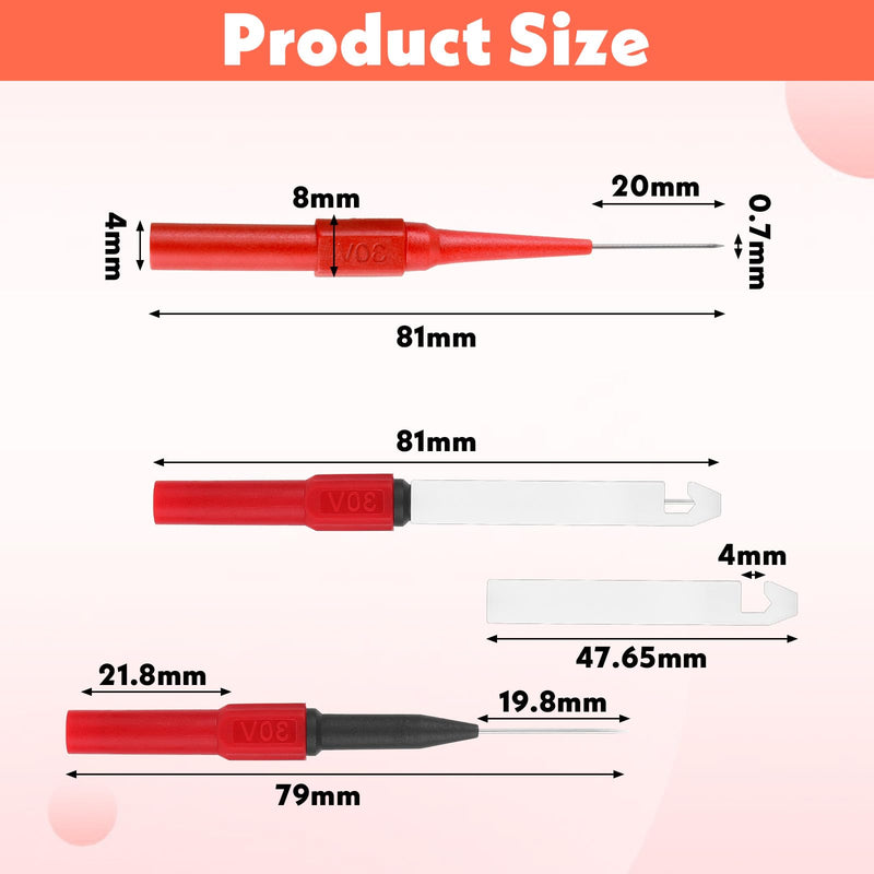 [Australia - AusPower] - 19 Pcs Back Probe Kit,Back Probe Kit Automotive,Stainless Steel Super Sharp Tip,0.7mm Auto Repair Punctured Wire Probes,for Automotive Repair Electrical Testing 