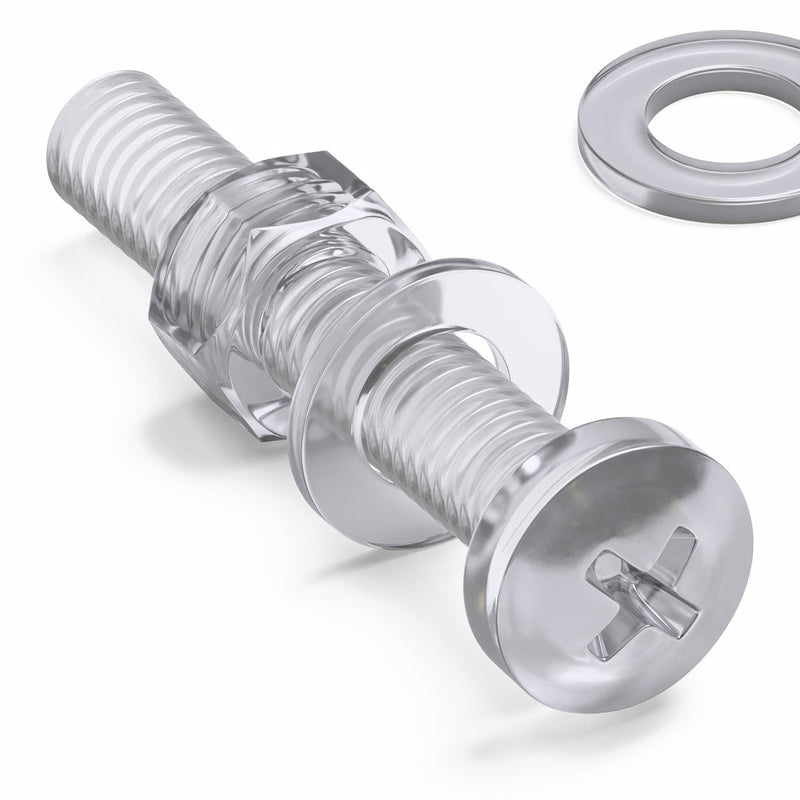 [Australia - AusPower] - Pack of 60 Transparent Clear Plastic Acrylic M5 x 30mm Nuts & Bolts, Washers - Acrylic Plastic Screws, 13/64 x 1 3/16 
