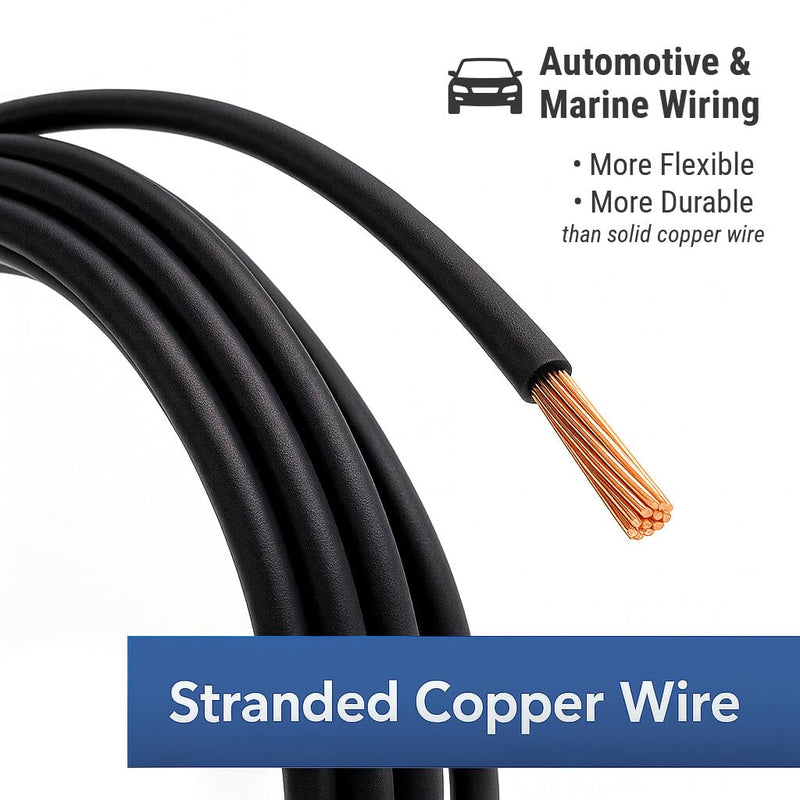 MGI SpeedWare Automotive Stranded Copper Wire, Cross-Linked High-Temperature GXL (16ga - 100ft, Black) 16ga - 100ft