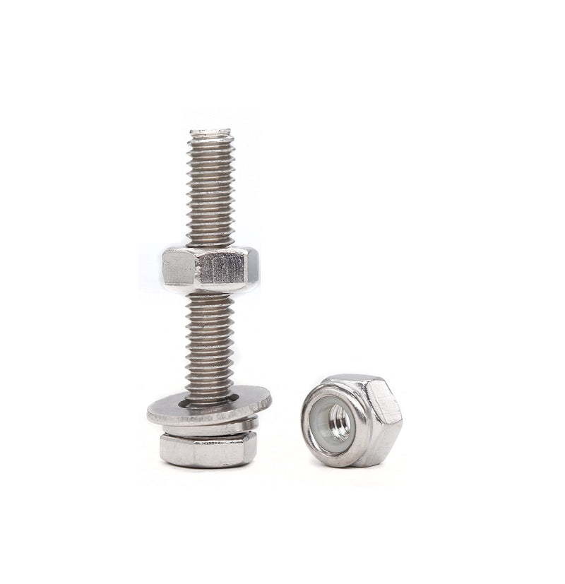 [Australia - AusPower] - binifiMux 1/4-20 x 1" Hex Bolts Screws, with 1/4-20 Nylon Inserted Lock Nuts / 1/4 Washers / 1/4-20 Hex Nuts, 304 Stainless Steel /A2-70, Silver Tone, 50pcs 1/4-20" x 1" (10-Pack) 