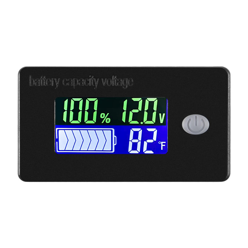 [Australia - AusPower] - Capacity Monitor 10-100v Meter 12v 24v 48v Battery Power Percentage Voltage Fahrenheit Temperature Indicator Gauge 