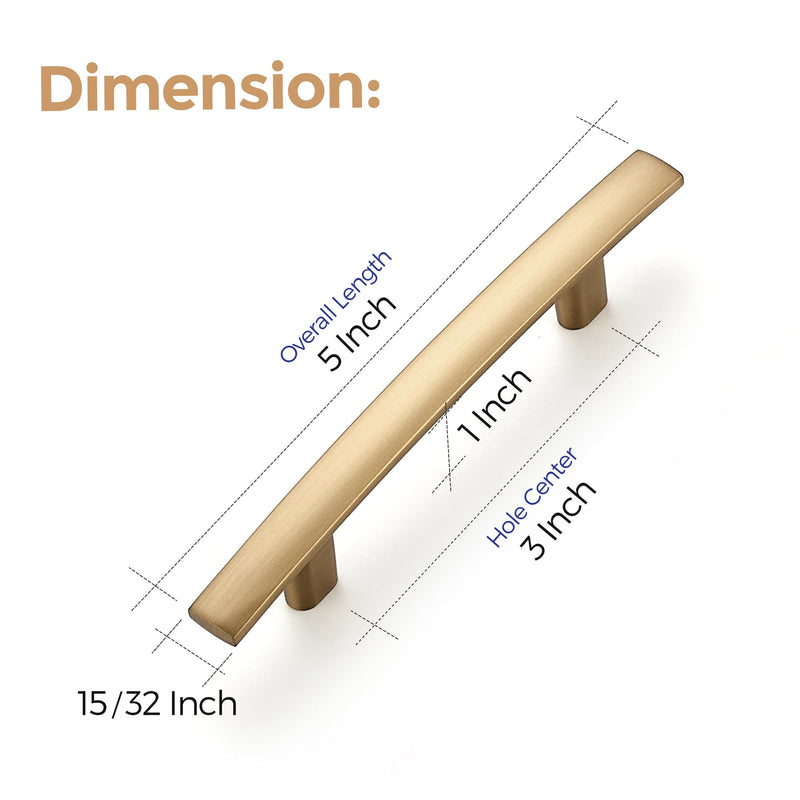 Ravinte 10 Pack | 5-3/16'' Curved Cabinet Pulls Champagne Bronze Kitchen Drawer Pulls Arch Cabinet Handles 5-3/16”Length, 3” Hole Center
