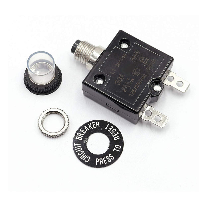 [Australia - AusPower] - smseace 15Amp Electric Button Breaker 125/250VAC,Thermal Overload Protector L1 Series with Manual Reset, Waterproof Button Cap L1-15A 15A Regular 