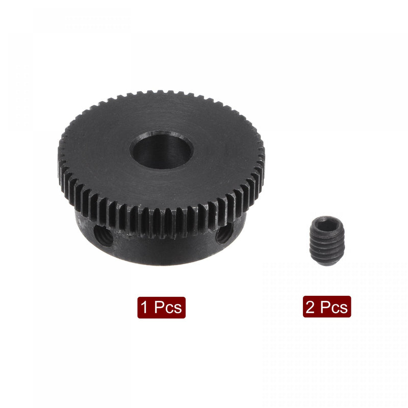 [Australia - AusPower] - uxcell Pinion Gear Set, 45# Carbon Steel Motor Rack Spur Gear with Step Black, 0.5 Mod 58T 8mm Bore 30mm Outer Dia, M4 Set Screws Included 
