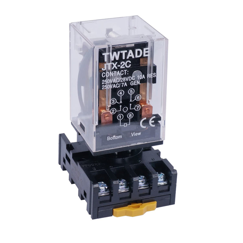 [Australia - AusPower] - TWTADE/JTX-2C, MK2P-I DPDT Power Relay with Plug-in Terminal Socket Base, DC 24V Coil, 8 Pin 2NO 2NC (Quality assurance for 1 years) DC 24V 