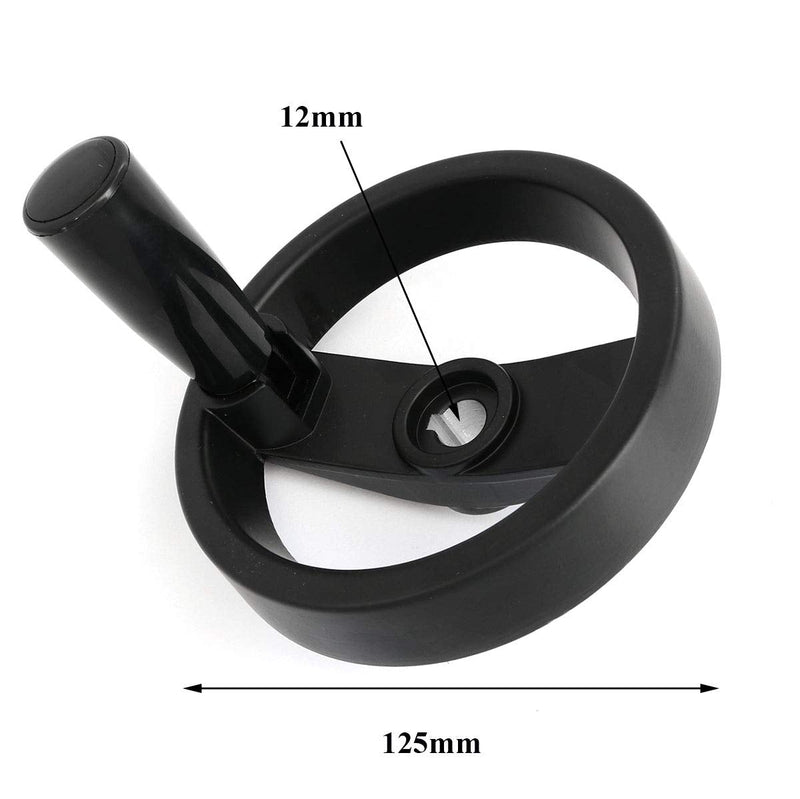 Foldable Handwheel Spoke Hand Wheel with Folding Revolving Handle for Milling Machine, Black