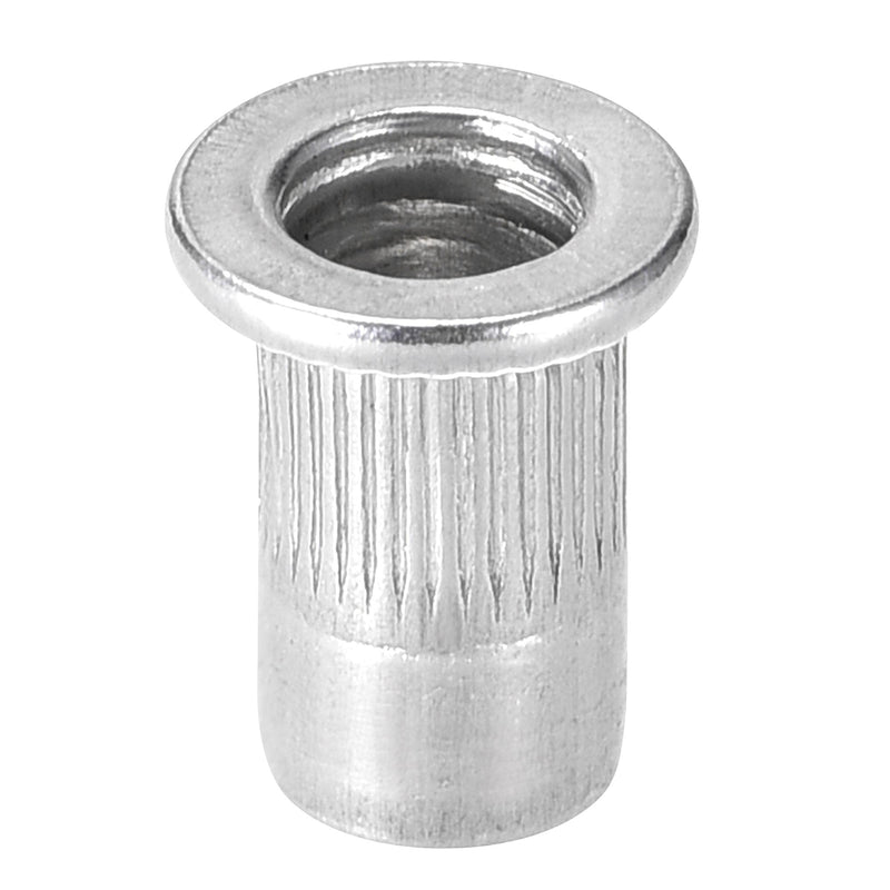 [Australia - AusPower] - uxcell #6-32 Rivet Nuts Aluminium Alloy Knurled Flat Head Threaded Insert Nut Silver 100pcs 