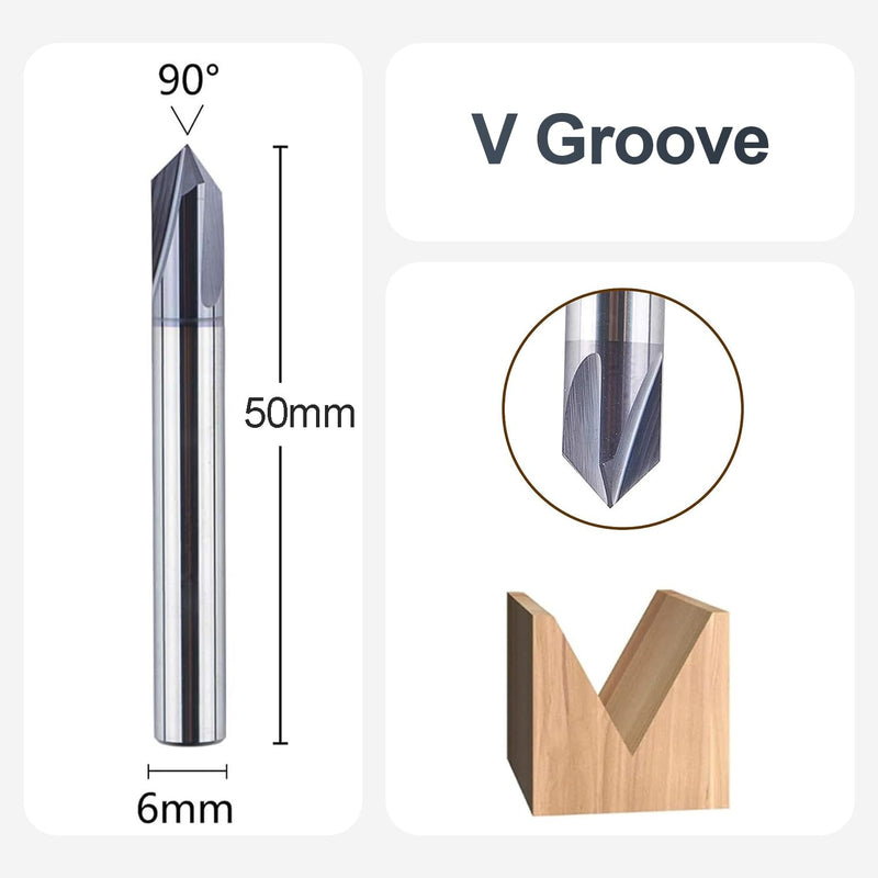 [Australia - AusPower] - SpeTool Chamfer Cutter Engraving Cutter 6 mm Shank 90 Degree V Groove Cutter Solid Carbide 3 Flutes Engraving Cutter CNC Wood Cutter End Mill Cutter for Router with TiAlN Coating for Machine Tools and 