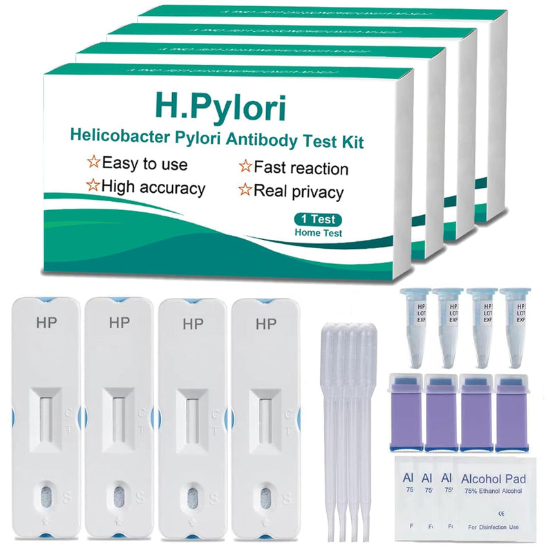 H Pylori Test Kit, Helicobacter Pylori Test Kits at Home, 4 Tests H. Pylori Test H-Pylori Self-Test for Home Use, Results in 10-15 Minutes with Highly Accurate