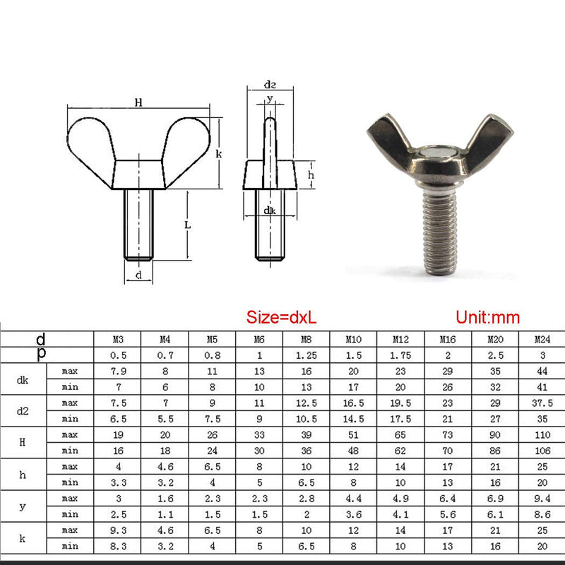 [Australia - AusPower] - M5x8 Wing Bolt 304 Stainless Steel Butterfly Screw Bolt (Pack of 30) M5x8 