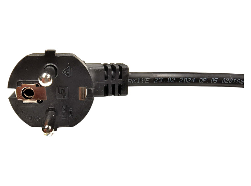 Power Cable with Ferrules, Schuko Plug 230V 16A, 2 Metres, Black | Connection cable, power cable with terminals, earthing contact cable, adapter cable, IP20 2 m