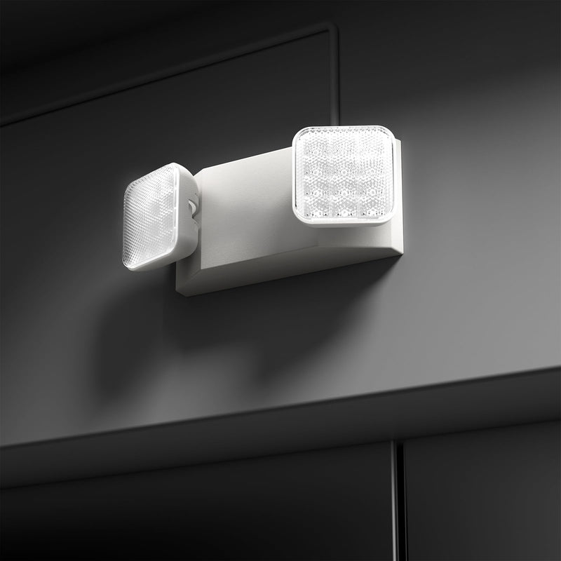 1 Pack LED Emergency Lights for Business, with Battery Backup, Two Head Adjustable LED Emergency Square Lighting for Home, UL 924 Certified-Emergency Lighting Fixture. White 1 PACK