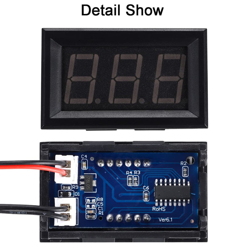 Greluma Pack of 2 0.56 Inch LED Display Digital Thermometer, DC 12 V -50 ~ 110 °C Temperature Display with Waterproof NTC Probe, Red LED Temperature Display