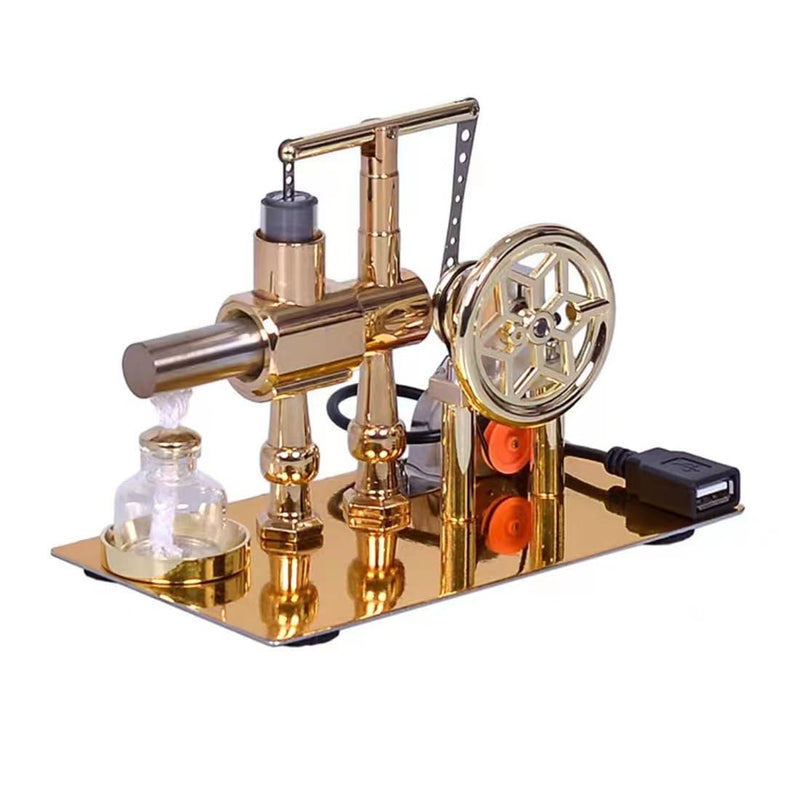 [Australia - AusPower] - Hot Air Stirling Motor Power Generator Alpha Engine Model with LED Lights Kit Teaching Stirling Engine Kit for Adults Desktop Educational (D) D 