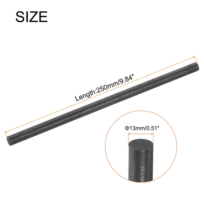 [Australia - AusPower] - MECCANIXITY Graphite Rod, Graphite Stirring Rod Cylinder Stick Carbon Rod 250x13mm Black for Electrode, Melting Casting, Crucibles, Pack of 2 