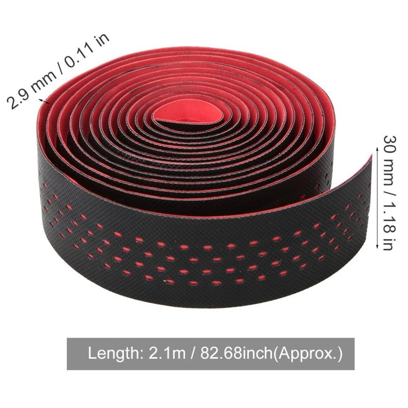 ‌2-Pack Bike Handlebar Tape - EVA PU Perforated Anti-Slip Cycling Grip Tape with End Plugs & Sealing Tapes‌ for Road/Mountain/Folding Bikes(Red) Red