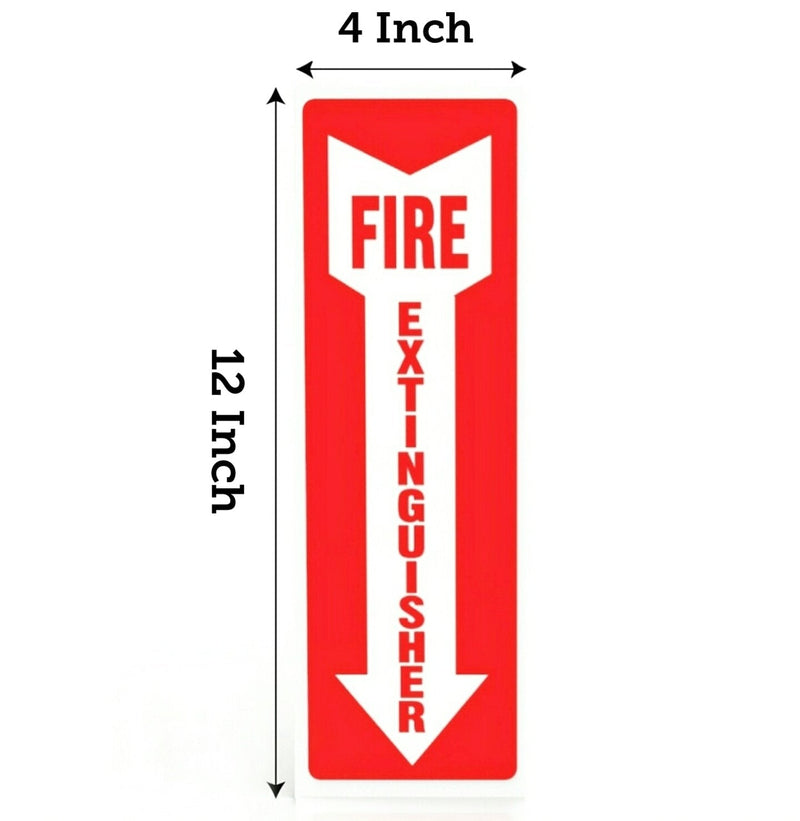 Fire Extinguisher Signs, Safety Sign Sticker - 8 Pack - 4" X 12" - 5 Mil Vinyl - Bright Red and White Colors - Durable Self Adhesive, Weatherproof and UV Protected - Ideal for Home, Office or Boat 8 Pack - 12 by 4 Inch