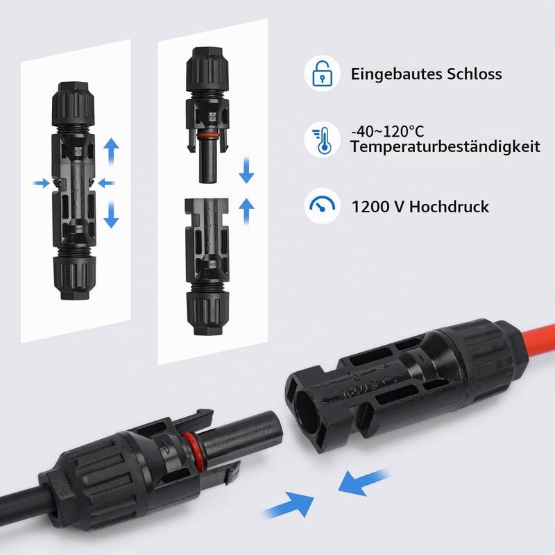 24 Pairs Solar Plug Set, Solar Panel Plug for 2.5/4/6 mm² Solar Cable, Solar System, Solar Module, Photovoltaic Connector IP67 with Wrench