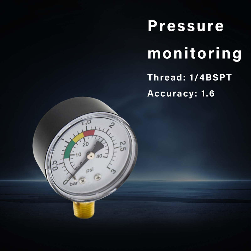 [Australia - AusPower] - Pressure Gauge, High Precision Pressure Gauge, Water Pressure Gauge, 0-3 Bar, 1/4 BSPT Compressed Air Pressure Gauge, Vertical Pressure Gauge, Swimming Pool Pressure Gauge, Low Pressure Gauge for Gas 